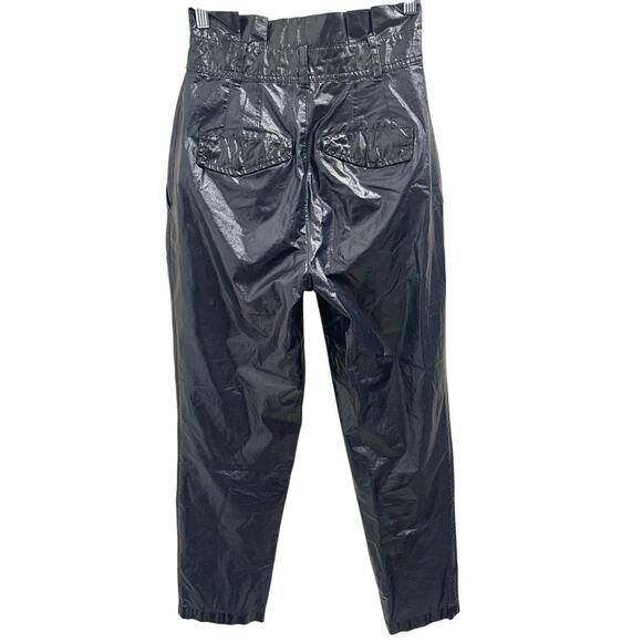 Free People Wonderwoman Pleated Metallic Paperbag High-Rise Pants Size 0 Festive - Picture 3 of 10